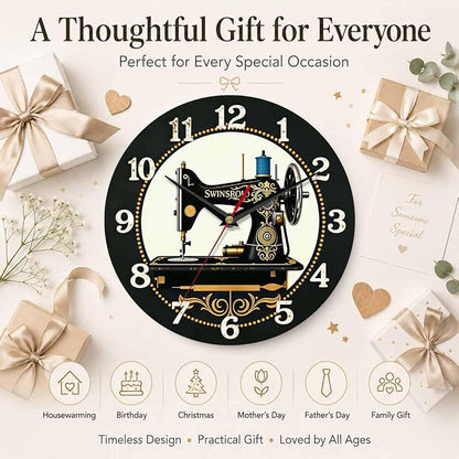 Sewing Machine Wall Clock 10 Inch – Silent Non-Ticking, Variation: Sewing Machine 1+10 Inch