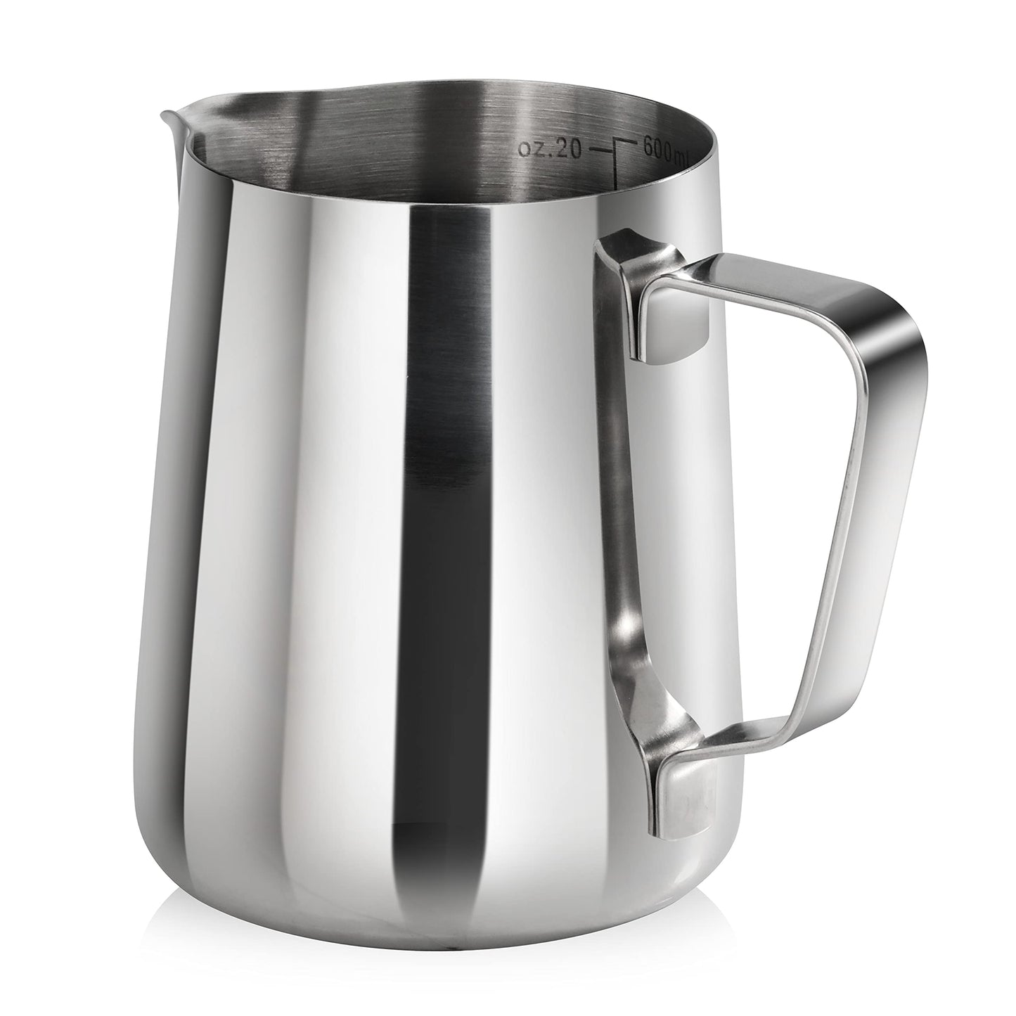 New Star Foodservice 28812 Commercial Grade Stainless Steel 18/8 Frothing Pitcher, 20 oz., Silver