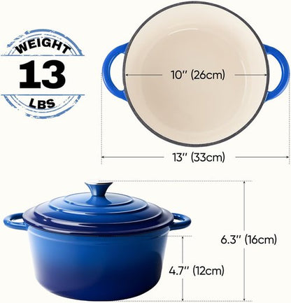 Le Creuset 6 Quart Dutch Oven | Non-Stick Enameled Cast Iron for Baking & Roasting - Blue