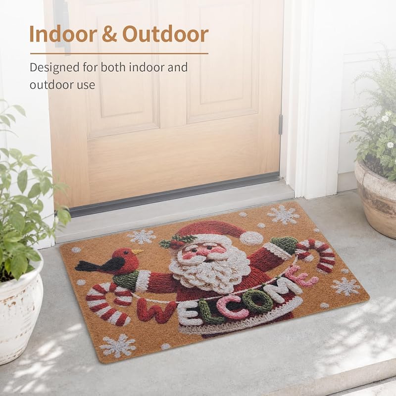 Santa Claus Welcome Doormat 17x29 Inch Non-Slip Indoor Outdoor Rug - Christmas