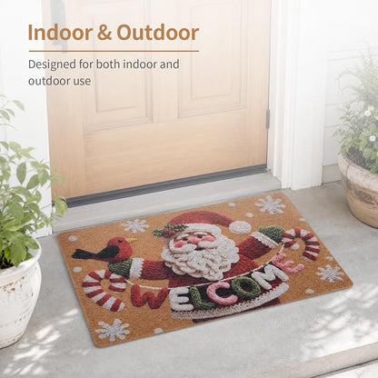Santa Claus Welcome Doormat 17x29 Inch Non-Slip Indoor Outdoor Rug - Christmas