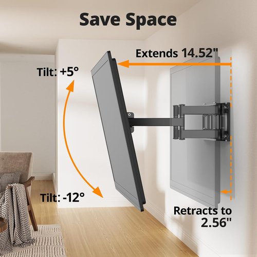 IWORKBOARD Full Motion TV Wall Mount - Dual Articulating Arms for 32-70 Inch TVs | Max VESA 400x400mm, 110 lbs Capacity