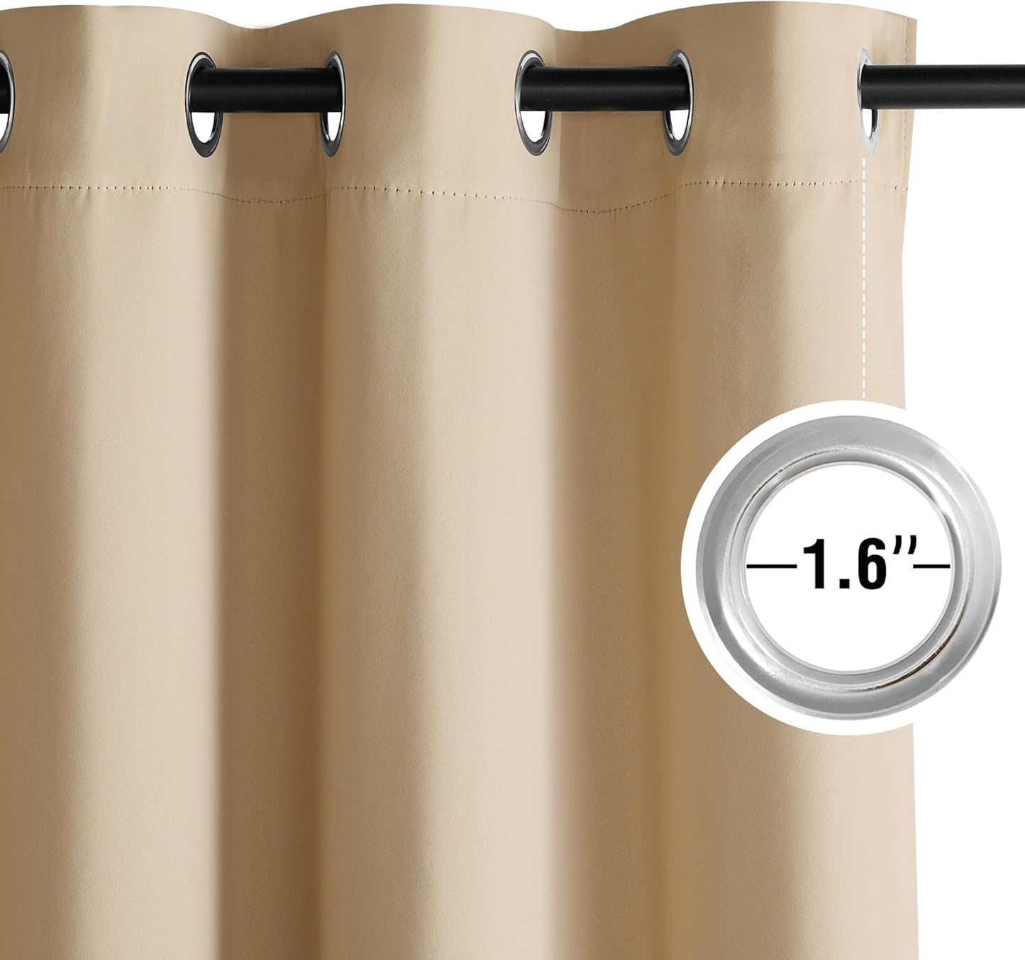 NICETOWN Blackout Curtains - Grommet Design for Light Blocking | 72-Inch Long, Biscotti Beige