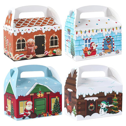 Patimate 24 Pack Christmas Cookie Boxes with Handles - 4 Styles Gift Boxes V03