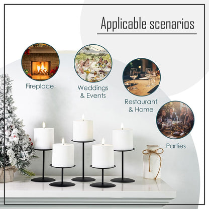 Smtyle Candle Holders - Matte Black Pillar Candle Holders for Elegant Indoor Christmas Decor