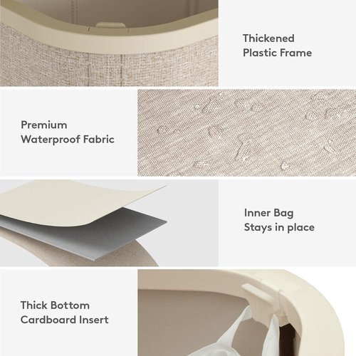 Lifewit 145L Large Laundry Basket - Foldable Hamper with Lid & Removable Bag | Beige