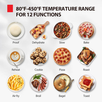 TOSHIBA ChefFry Air Fryer Toaster Oven - 12-in-1 Convection Oven with 34QT Capacity & Dual-Temp Tech