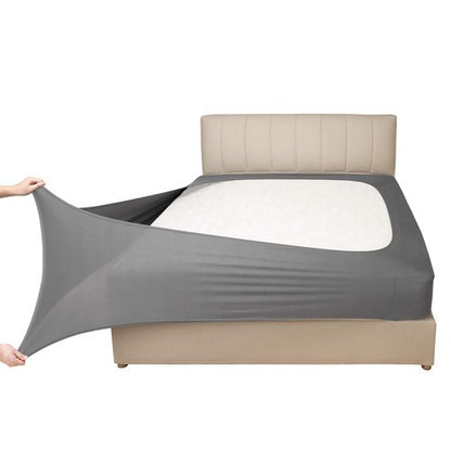 Stretch Jersey Box Spring Cover Wrap Around, Bed Skirt Alternative, Ultra Soft & Wrinkle Resistant, Queen/Queen XL, Light Gray