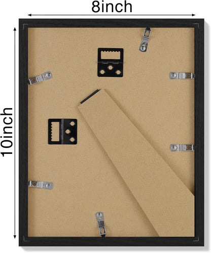 Vittanly 8x10 Picture Frame Set of 4 - Display 5x7 or 8x10 Photos | Shatter-Resistant Plexiglass, Black