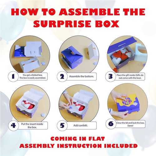 FETTIPOP Confetti Surprise Gift Box - Black Premium Exploding Prank Kit | 7.2x5.5x4.3 in.