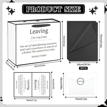 Funny Going Away Gift Bag Black White Farewell Goodbye Christmas Gift Bag with Wrapping Paper Card Sticker Envelope for Coworkers Leaving Gifts Retirement Good Luck We Will Miss You Presents Favors