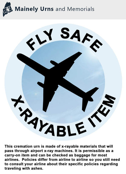 TSA Approved Fly-Safe and Temporary Travel Cremation Urn Kit for Human Ashes - Airline Friendly - 200 Cubic Inch Capacity - Airline-Ready Blue Plastic Urn with Included Travel Box