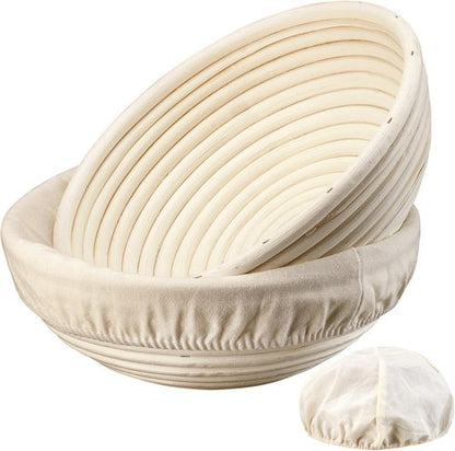 Dimpola Banneton Bread Proofing Basket - Set of 2 Handmade Rattan Sourdough Proofing Bowls | 9-Inch Size