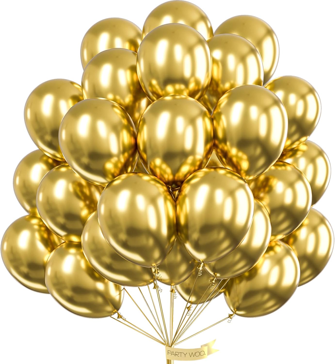 PartyWoo Metallic Gold & Silver Balloons - 100 Pack for Stunning Celebrations