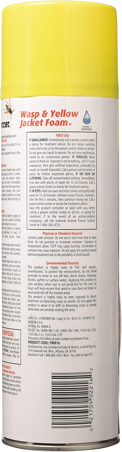 ZEP Wasp Control Foam Spray - 16-Ounce Yellow Jacket Killer for Effective Pest Management