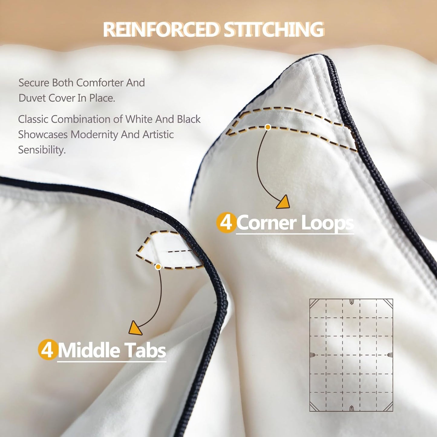 Skiennix Queen Size White Goose Down Fiber Comforter - Super Cozy & Soft All-Season Duvet Insert 90”x90”
