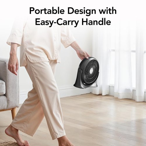 Comfort Zone 11-Inch High-Velocity Tabletop Air Circulator Fan – Quiet 3-Speed Personal Turbo Fan with 90° Adjustable Tilt & Carry Handle – Compact Desk Fan for Home, Office, or Bedroom – Black