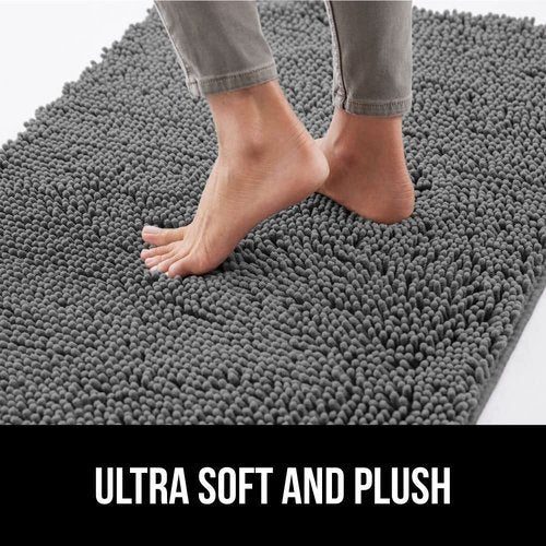 GORILLA GRIP SoakSTOPPER Dog Door Mat, Machine Washable Rug Absorbent Doormat Captures Moisture Mud Dirt, Quick Dry Soft Chenille Entryway Rugs Indoor Entrance Mats for Dog Paws, 24x17 Grey