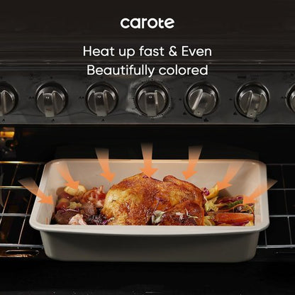 CAROTE 7-Piece Nonstick Bakeware Set - Versatile Baking Pans Including Cookie Sheets, Muffin & Loaf Pans, Gray & Khaki