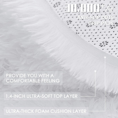 OLANLY 5x6 Area Rugs for Living Room Bedroom, Machine Washable Soft Fluffy Shaggy Bedside Rug, Indoor Floor Carpet for Kids Girls and Boys, Dorms, Nursery Rooms, Home Decor Aesthetic, White