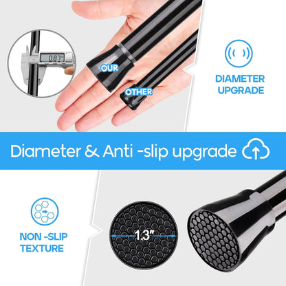 Skiennix Tension Curtain Rod - Adjustable 28-48 Inch Non-Slip Design for Windows & Closets