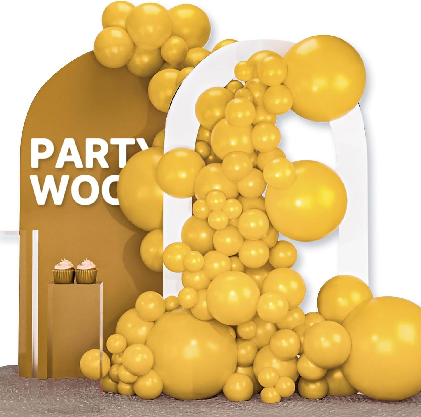 PartyWoo Mustard Yellow Balloons - 120pcs Boho Neutral Fall Balloon Arch Kit | 18", 12", 10", 5" Sizes for Birthday & Baby Shower Decor