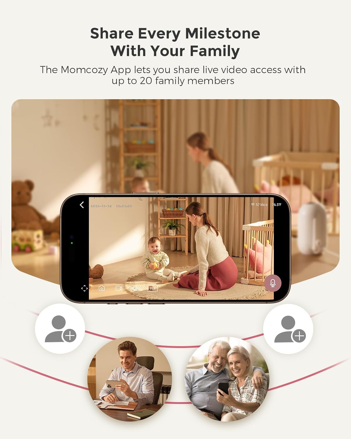 Momcozy Smart WiFi Baby Monitor - 1080P Camera with 5" Screen, Night Vision & 2-Way Talk | BM04
