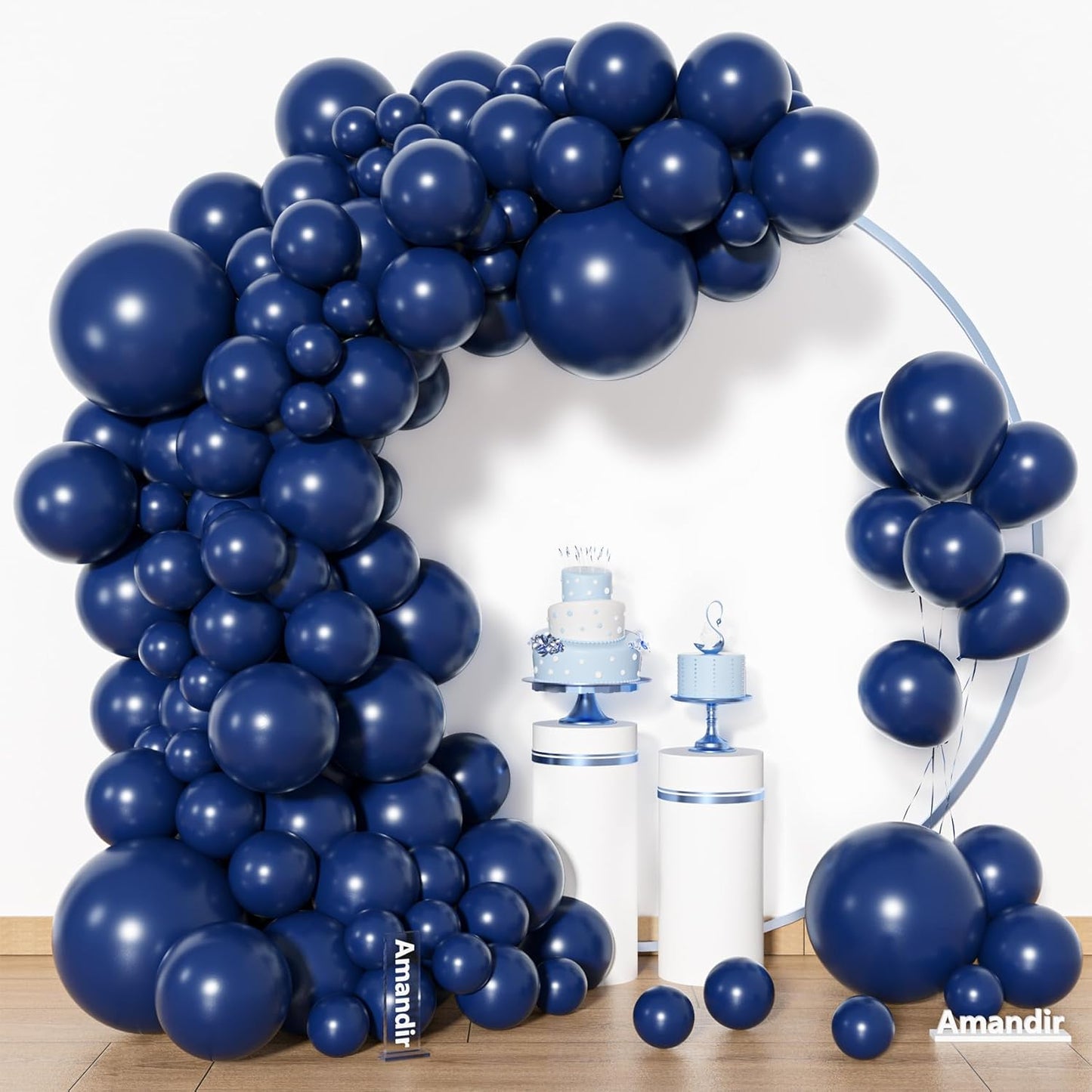 Amandir Navy Blue Balloon Arch Garland Kit - 153 Pcs in Various Sizes for Graduation, Wedding & Party Decor