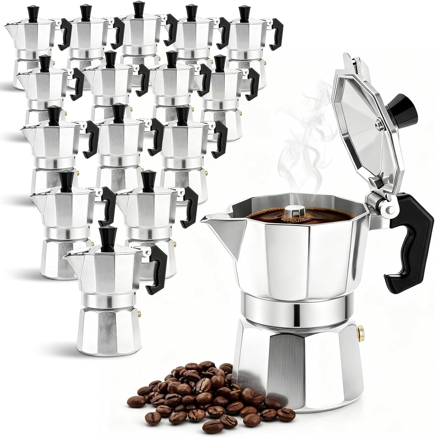 Skiennix Stovetop Espresso Maker - 10 Pcs Bulk (1 Cup, 50 Ml) | Perfect Baby Shower & Wedding Favors