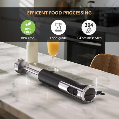 Skiennix Immersion Blender - 1000W Electric Stick Mixer with 12 Adjustable Speeds & Measuring Cup