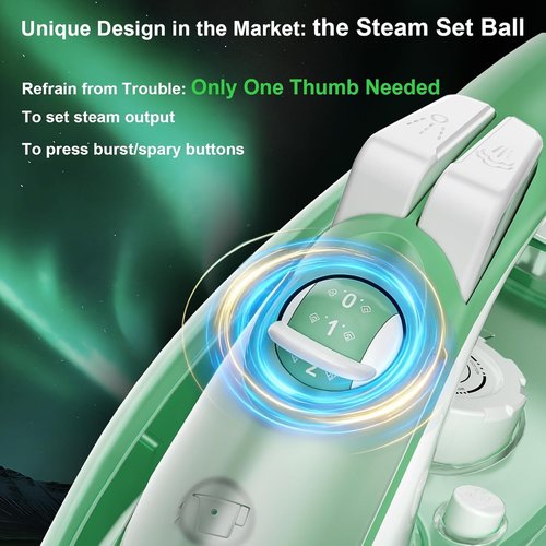 Martisan Steam Iron - 1600W Fast Heating with Non-Stick Ceramic Soleplate | Precise Thermostat, Green