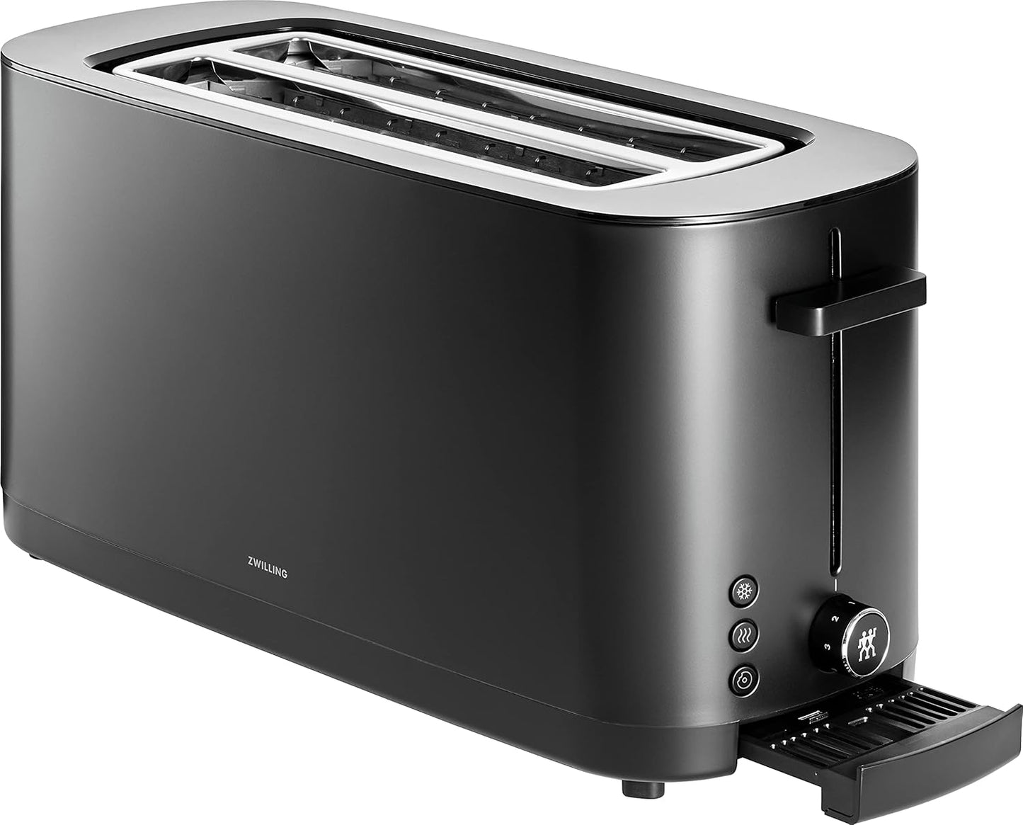 ZWILLING Enfinigy 4-Slice Long Slot Toaster - Extra Wide 1.5" Slots for Bagels & Toast | Sleek Black Finish