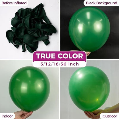 Bezente Green Balloons - 150 Pack 5-Inch Matte Dark Green Latex Balloons for Party Decorations