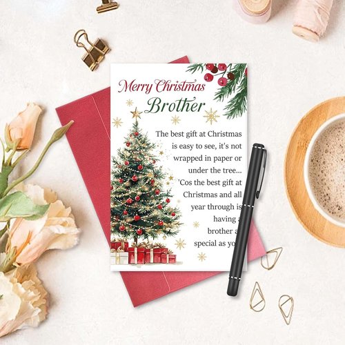 Heartfelt Christmas Card for Brother - Merry Wishes from Sister | Perfect Holiday Gift