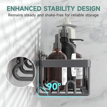 Veken Shower Caddy - Rustproof & Waterproof 6-Pack | No Drilling Adhesive Shelves, Large Capacity Storage, Dark Grey