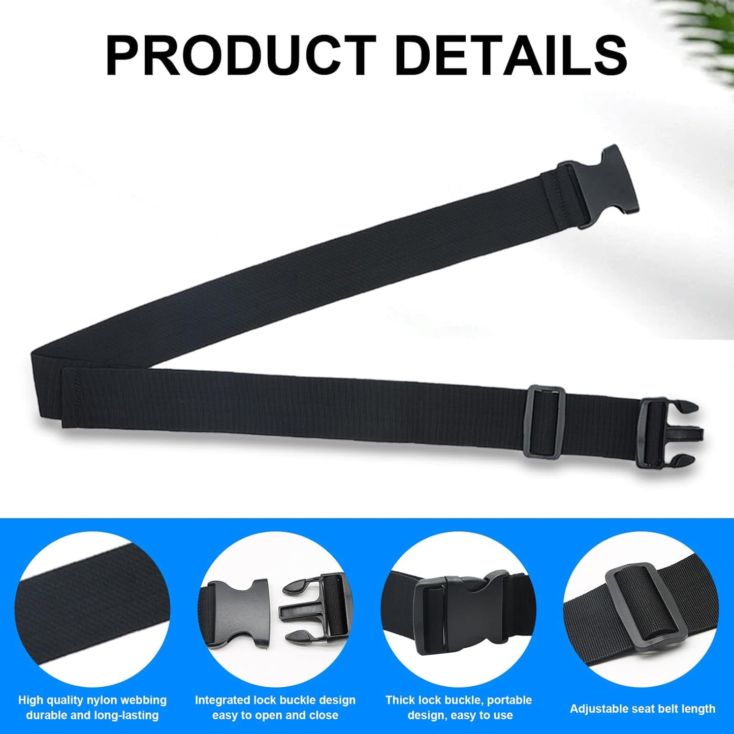 Wheelchair Safety Belt 60" Adjustable Length Wheelchair Safety Harness Anti-Fall Wheelchair Seat Belt Restraints Safety for Elderly, Adults, Child