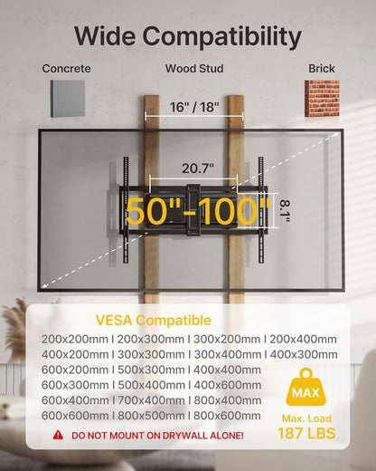 monTEK Heavy Duty TV Wall Mount - Ultra Slim Design for 50-100 Inch TVs | Swivel, Tilt & Extend Up to 185lbs