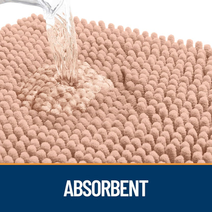 OLANLY Dog Door Mat - Absorbent Non-Slip Chenille Mat for Muddy Paws | 70x35, Quick Dry, Peach