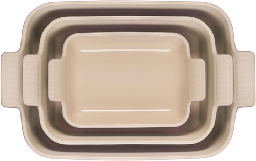 Le Creuset Stoneware Rectangular Dishes Set of 3 - Heritage Chiffon Pink Elegance