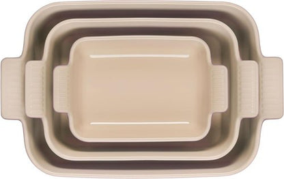 Le Creuset Stoneware Rectangular Dishes Set of 3 - Heritage Chiffon Pink Elegance