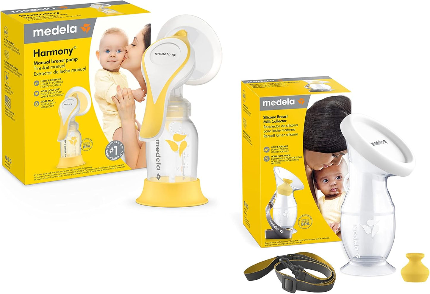 Medela Harmony Manual Breast Pump Bundle - Perfect Pair with Silicone Breast Milk Collector | Lightweight & BPA-Free