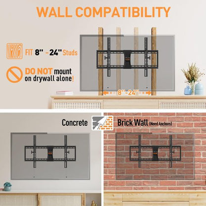 ELIVED TV Wall Mount for Most 37-84 Inch TVs, Max Load Capacity 120 lbs. Tilting tv Mount with Level Adjustment, Wall Brackets Max VESA 600x400mm, Fits 16-24 Inch Studs