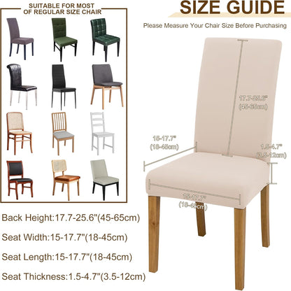 Regine Switzerland Dining Chair Covers - Set of 6 Stretch Washable Slipcovers | Beige for Home & Restaurant