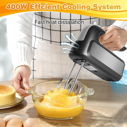 Skiennix 5-Speed Hand Mixer - Ultra-Powerful Electric Mixer with Turbo Function & 5 Attachments