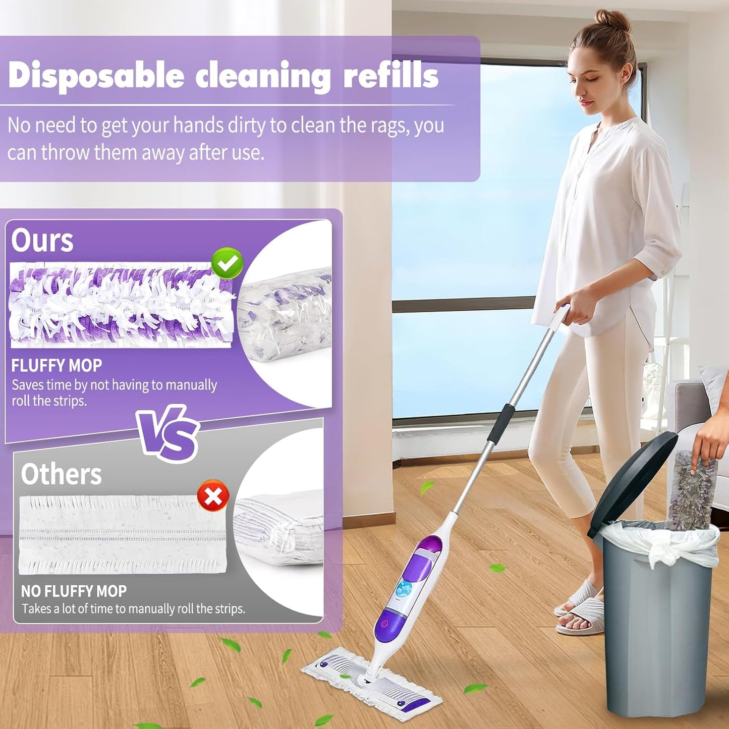 Skiennix Disposable Power Mop Pads - 40 Pack Thickened Multi-Surface Refills for Swiffer Wet Mop