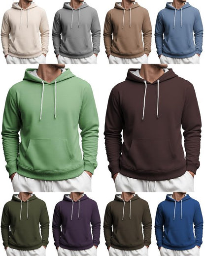 MARSVOVO Fashion Casual Mens Hoodies Pullover Drawstring Loose Fit Long Sleeve Plus Size Classic Graphic Comfy Sweatshirt Basic Soft Winter Spring Fall Hoodies with Pocket Simple Blue,S