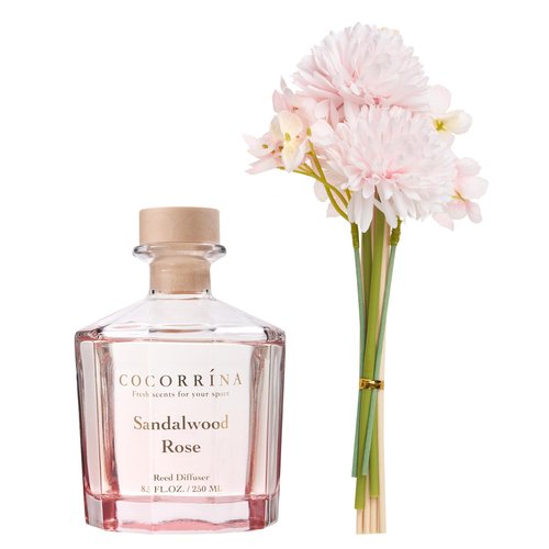 COCORRÍNA Reed Diffuser - Sandalwood Rose 8.5 Fl.oz Flower Reed Diffuser Set with 8 Sticks, Home Fragrance Reed Diffuser for Home Bedroom Office Bathroom Shelf Decor (Master Collection)
