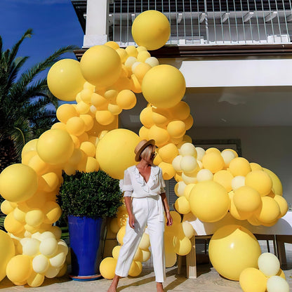 PartyWoo Mustard Yellow Balloons - 120pcs Boho Neutral Fall Balloon Arch Kit | 18", 12", 10", 5" Sizes for Birthday & Baby Shower Decor
