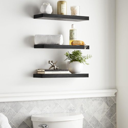 BAYKA Floating Wall Shelves - Set of 3 Stylish Black Shelves | 15.7 Inches & 36 Inches