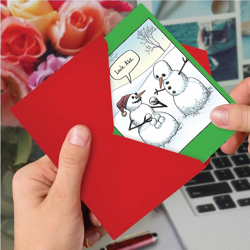 Snowman Abs Merry Christmas Greeting Card Set - 12 Pack (NobleWorks C9477XSG-B12x1) - Variation: Snowman Abs